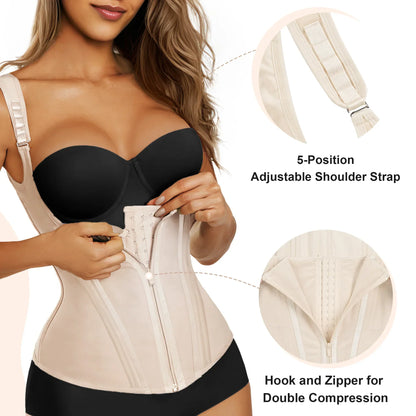 15 Flexible Steel Bones Sport Waist Trainer with Shoulder Straps
